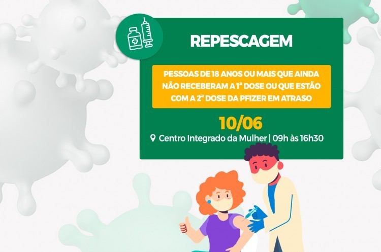 Repescagem: Saúde convoca população de 18 anos ou mais para receber a primeira dose