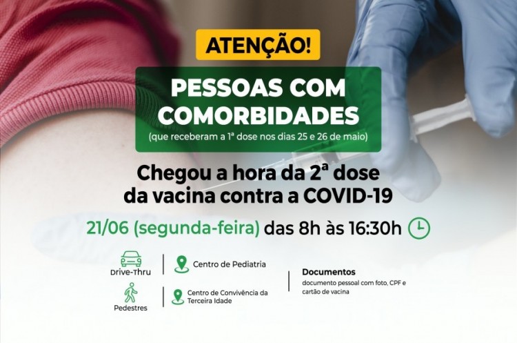 Pessoas com comorbidades receberão segunda dose da Coronavac na próxima segunda