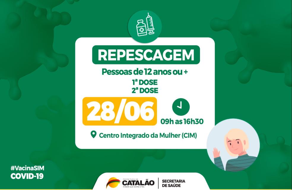 Repescagem: Saúde convoca população de 12 anos ou mais para receber a primeira dose