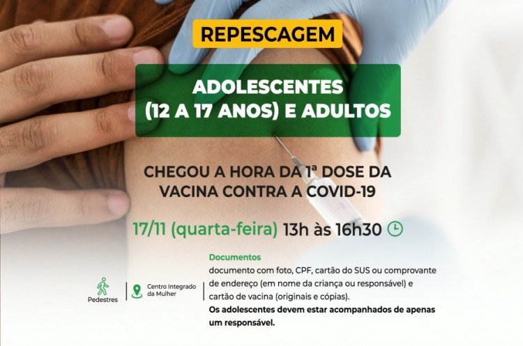 Repescagem Primeira dose Covid-19: Catalão vacinará população de 12 anos ou mais