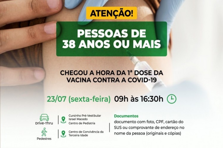 Covid-19: Catalão abrirá vacinação para pessoas com 38 anos 