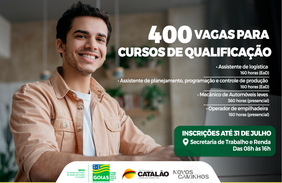 Em Catalão, Secretaria de Trabalho e Renda anuncia 300 vagas para cursos de qualificação e oportunidades de emprego para professores