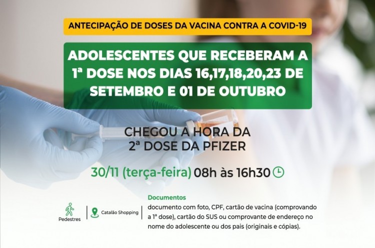 Saúde antecipa segunda dose da Pfizer para adolescentes