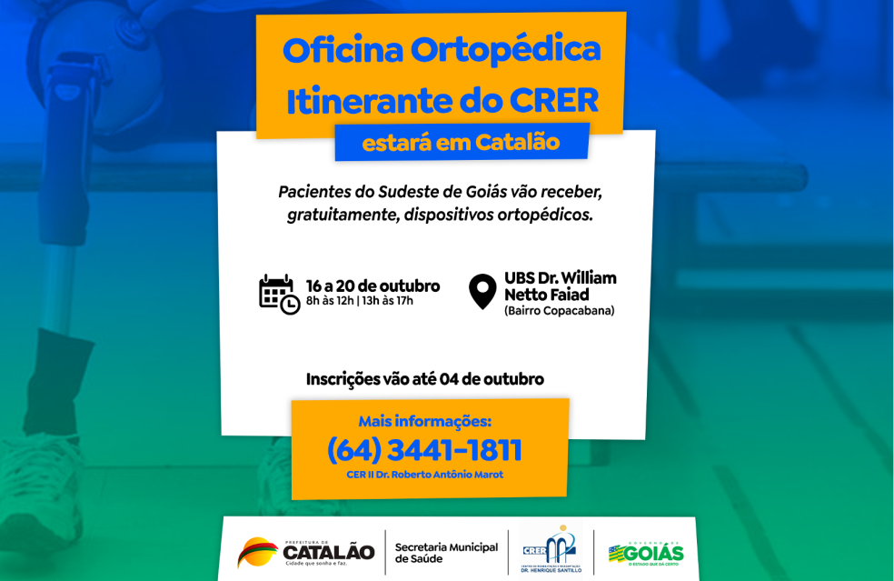 Catalão e mais 17 cidades da região receberão atendimento da Oficina Ortopédica Itinerante do CRER