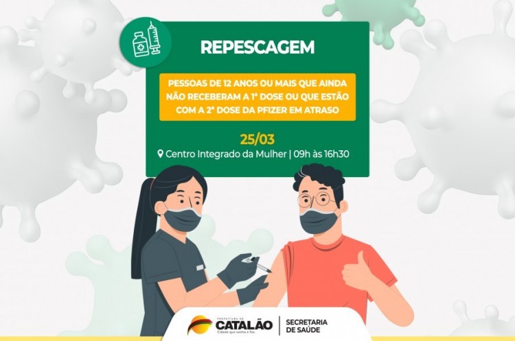 Repescagem: Saúde convoca população de 12 anos ou mais para receber a primeira dose