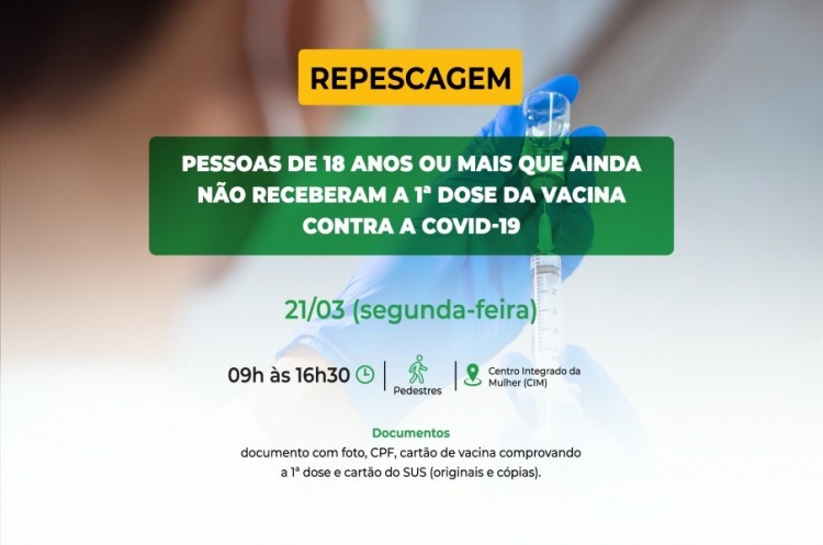 Saúde convoca população adulta para receber a Terceira Dose