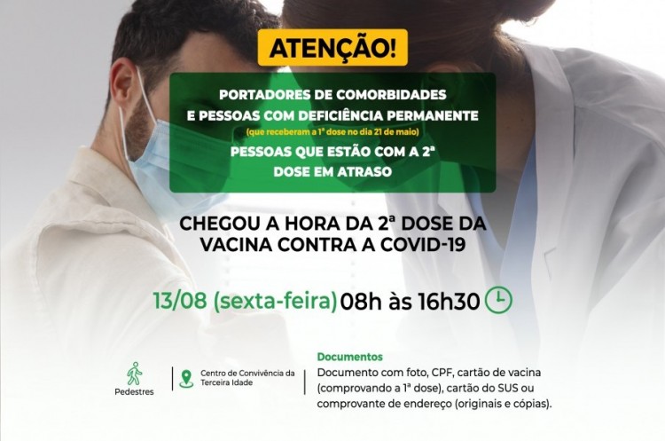 Covid-19: Portadores de comorbidades, pessoas com deficiência permanente e pessoas com segunda dose em atraso receberão reforço da AstraZeneca nesta sexta