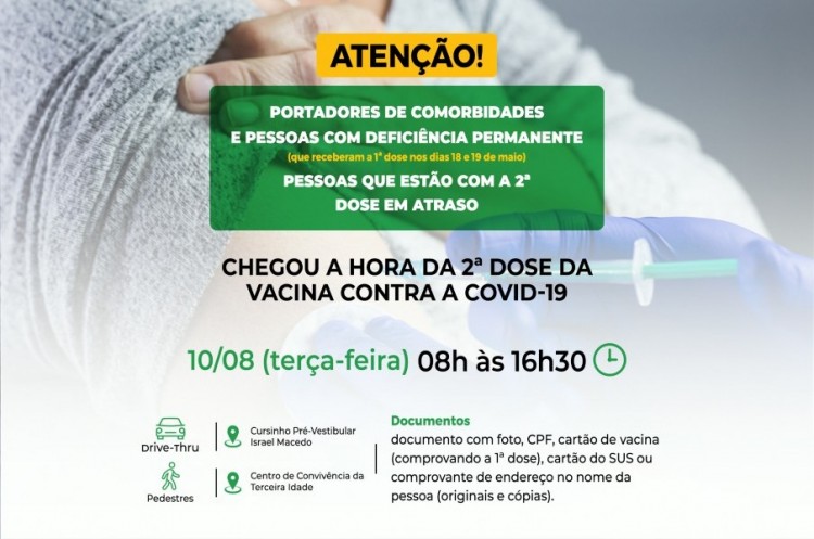 Covid-19: Portadores de comorbidades, pessoas com deficiência permanente e pessoas com segunda dose em atraso receberão reforço da AstraZeneca nesta terça