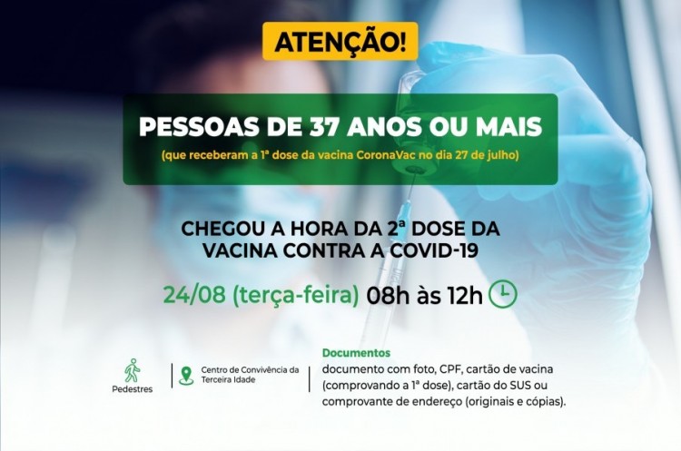 Covid-19: Pessoas com 37 anos ou mais receberão reforço da CORONAVAC nesta terça