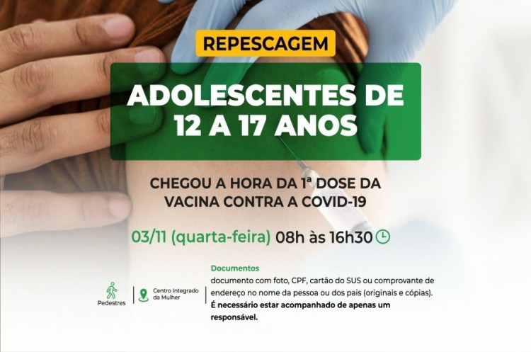 Repescagem Primeira dose Covid-19: Catalão vacinará população de 12 a 17 anos 